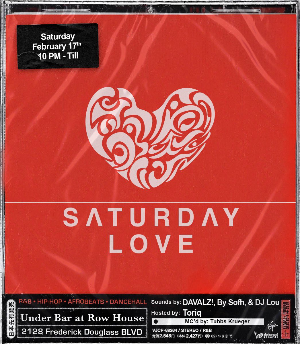 Fallou_M's tweet photo. Saturday Love is back! 

Whether you’re boo’d up or single looking for new vibes meet us at  Row House as we set the mood right and provide the soundtrack for your Saturday night.

Hosted by Toriq 
MC'd by Tubbs Krueger!

With Sounds by Bysoth, Davalz, and yours truly, DJ Lou. https://t.co/vgzSIhCUNh
