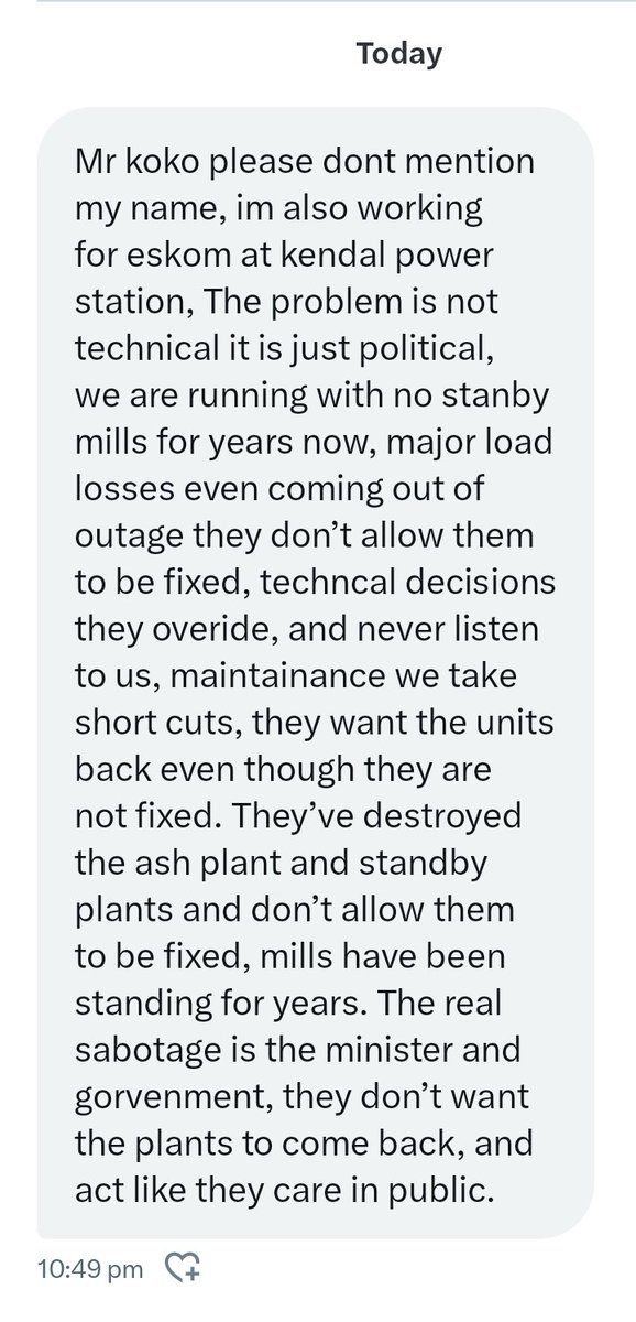 Let me put this one out there. I hope somebody will listen and do something about it. @Eskom_SA