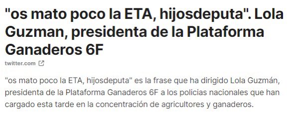 meteourologo's tweet image. Buenas noches @plataforma6f  vosotros representáis a parte de las protestas de los agricultores en las #tractoradas? Y que lo hacéis, teniendo a la hijadepvta de Lola Guzmán diciendo estas cosas? 
Espero vuestro comunicado en contra de estas actitudes y la expulsión de esa