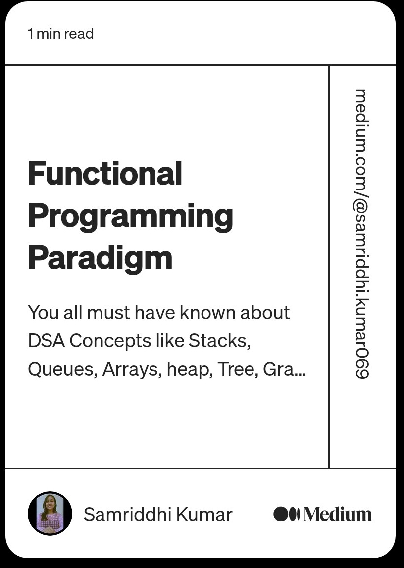 SamriddhiKumar_'s tweet photo. Day 1 and 2: #3Olit #100daysofcoding

• Solved some DSA questions 
• Learned about Functional Programming and Exception Handling
• Engaging in academic pursuits
• Working on a Project

https://t.co/FcJWS7fgsG https://t.co/U0Nv54lK7I