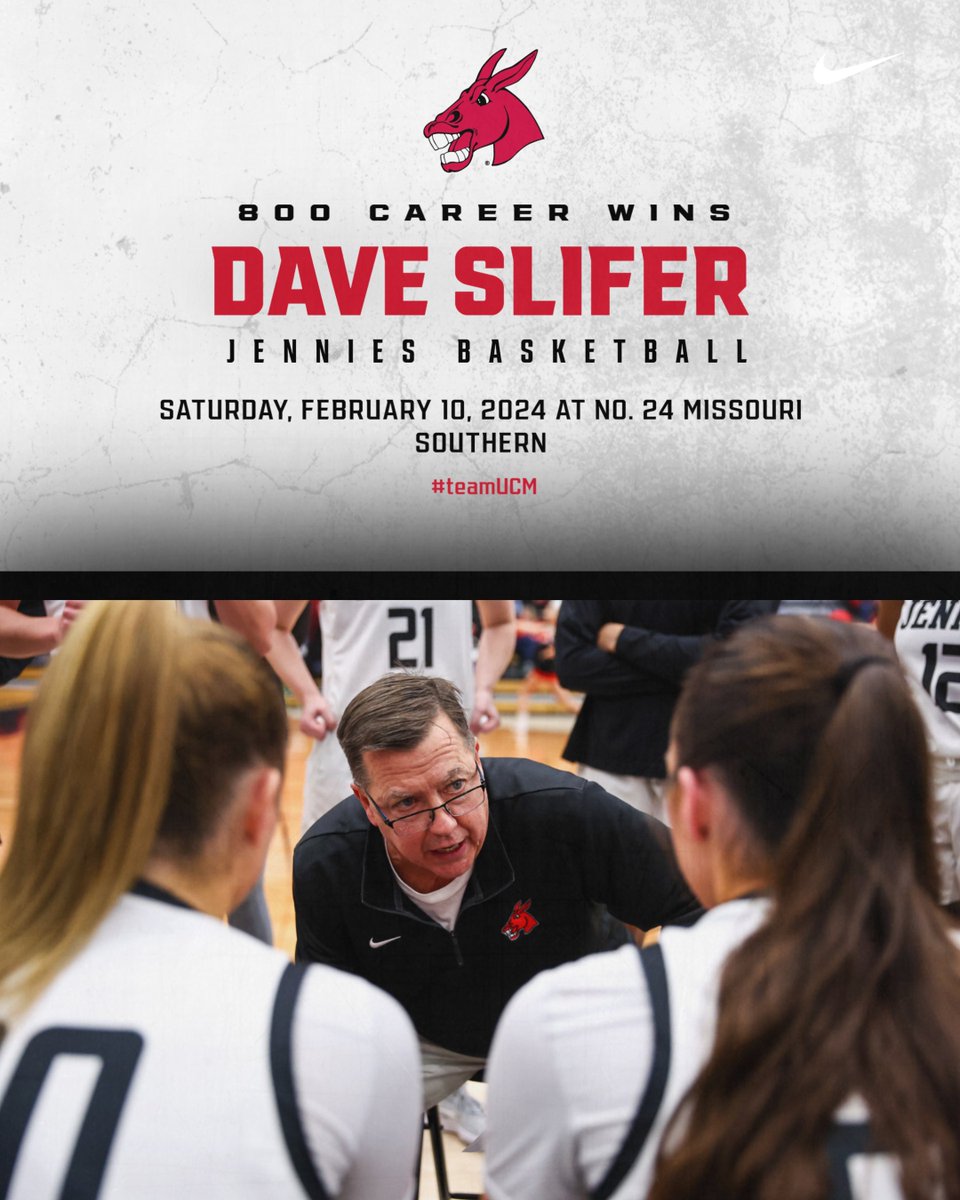 UCMWBB's tweet photo. With today's win over No. 24 Missouri Southern, head coach Dave Slifer picks up career win number 800!

Congratulations, Coach!

#teamUCM https://t.co/q4k2mUSrIp