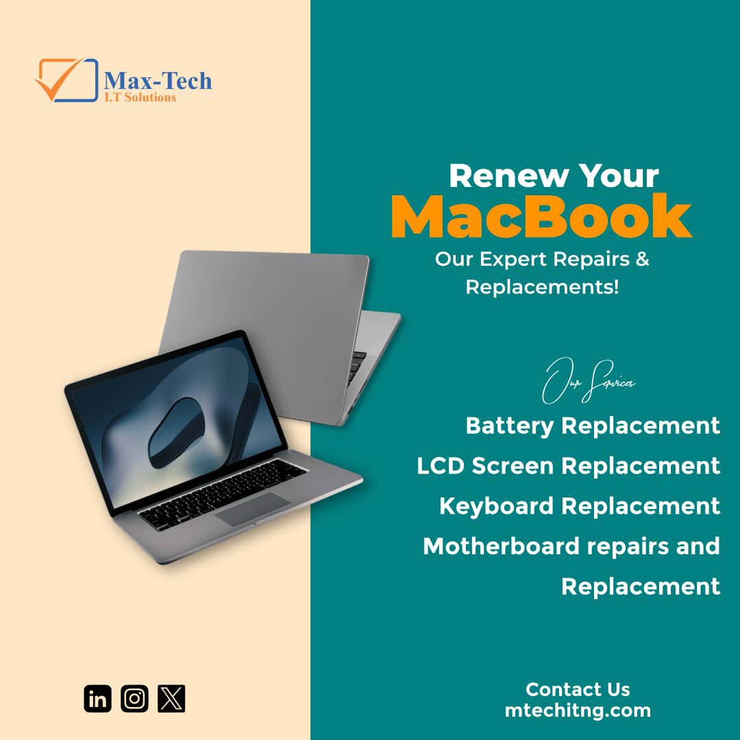 ..
Renew your MacBook with our experience and genuine part’s replacement 
..
#macbookrepair
#mtechitng
#lcdreplacement
#macbookscreenrepair 
#batteryreplacement 
#keyboardreplacement