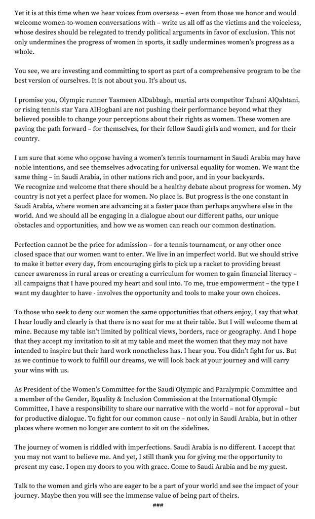 بحديثي عن الرياضة و الشركات و المباديء الغربية المزيفة قبل يومين، فيه سالفة ثانية أبغى أتكلم فيها و هو حدث استضافة السعودية لرياضة التنس النسائية الي بيتم ان شاءالله خلال أكتوبر و نوڤمبر المقبل، طلعوا ٢ لاعبات أمريكيات و هم <a href="/Chrisevertfanp/">Chris Evert</a> و <a href="/Martina/">Martina Navratilova</a> و طالبوا بإلغاء الإستضافة في