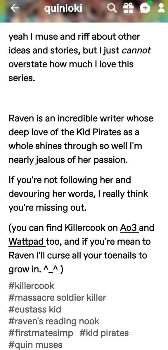 Swamp_Stew's tweet photo. @Quinloki how dare you make me cry this morning with your kindness! *shakes fists at computer screen*
Science twitter I need yall to find a way to catapult my ass across state lines - and live!
#fanfiction #killercook #ONEPIECE #kidpirates https://t.co/dZ1iTFnuuS
