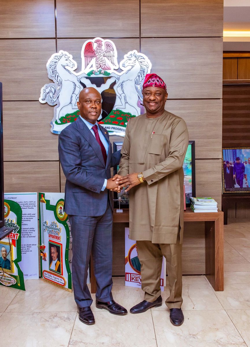 fkeyamo's tweet photo. The reported tragic loss of my friend, brother and not-far-away neighbour in Lagos, Herbert Wigwe, the co-founder of Access Bank, the CEO of Access Holdings and the founder of Wigwe University, is very devastating. He was in my office earlier this week (where we took the pictures below) and actually left my office to fly out of the country and never came back. I am also shocked to learn his wife, son and other friends were involved in this tragedy. 

We were on the verge of announcing something big for the aviation sector, the reason he actually came to the office with his entire team, both from Access and Wigwe University. This is surreal and I am lost for words. 

May Almighty God comfort his aged parents and sibling (who were also my neighbours in Lagos for many years as a very young lawyer in Anthony Village), his immediate family members, his staff, friends across Nigeria and dependents.