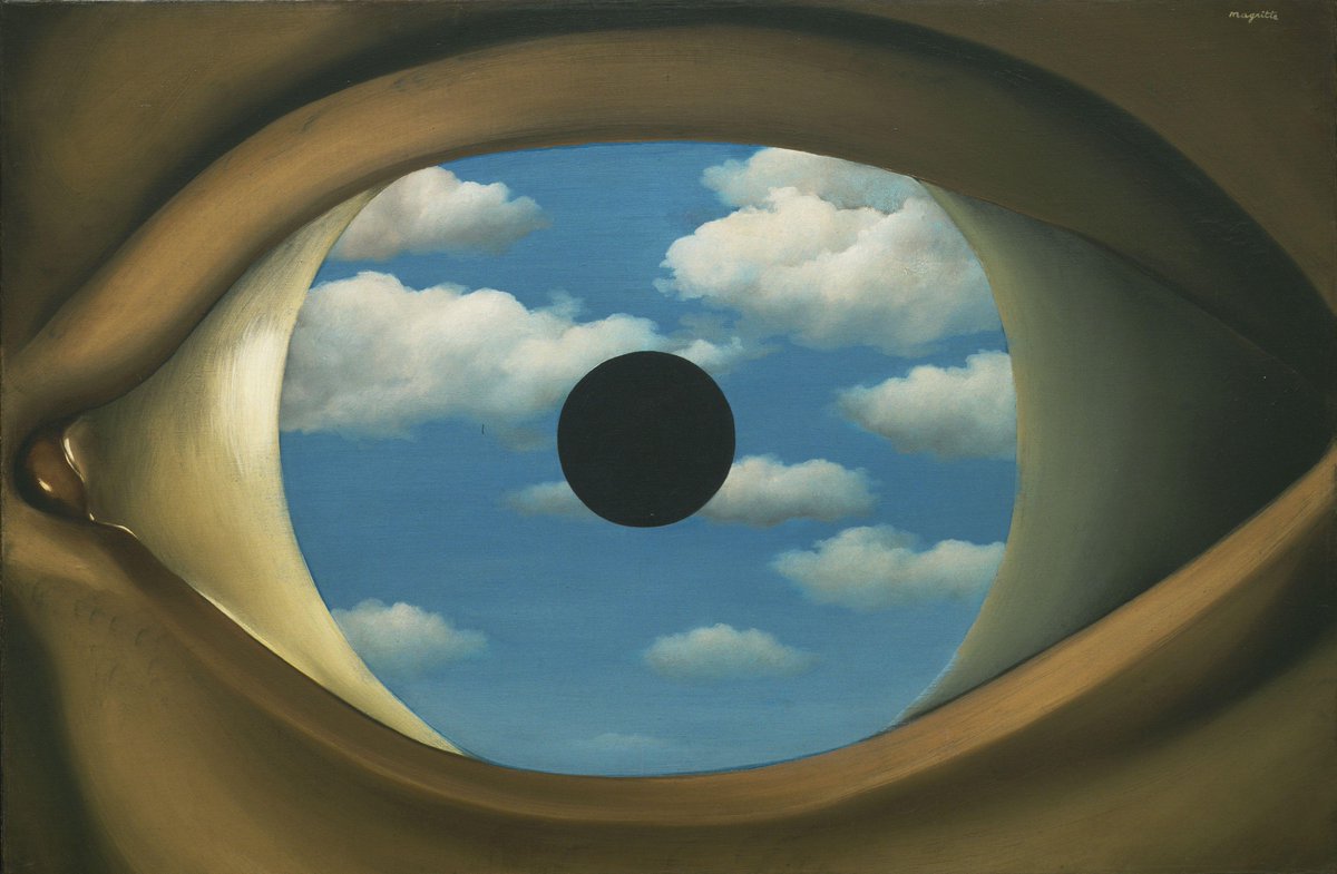Geceye bir göz bırak. 🖼️Rene Magritte, ''The False Mirror'', 1928.