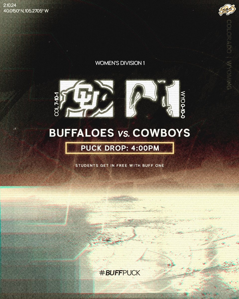sbs_cu's tweet photo. Another evening of Colorado hockey on SBS ⬇️⬇️
🆚: WD1 Wyoming, MD1 Arizona State
📺: https://t.co/FtGqw3oY1G
⏰: 4PM MT, 7PM MT
📍: CU Rec Center Ice Rink
#BuffPuck🦬 https://t.co/KrgKpOs2lw