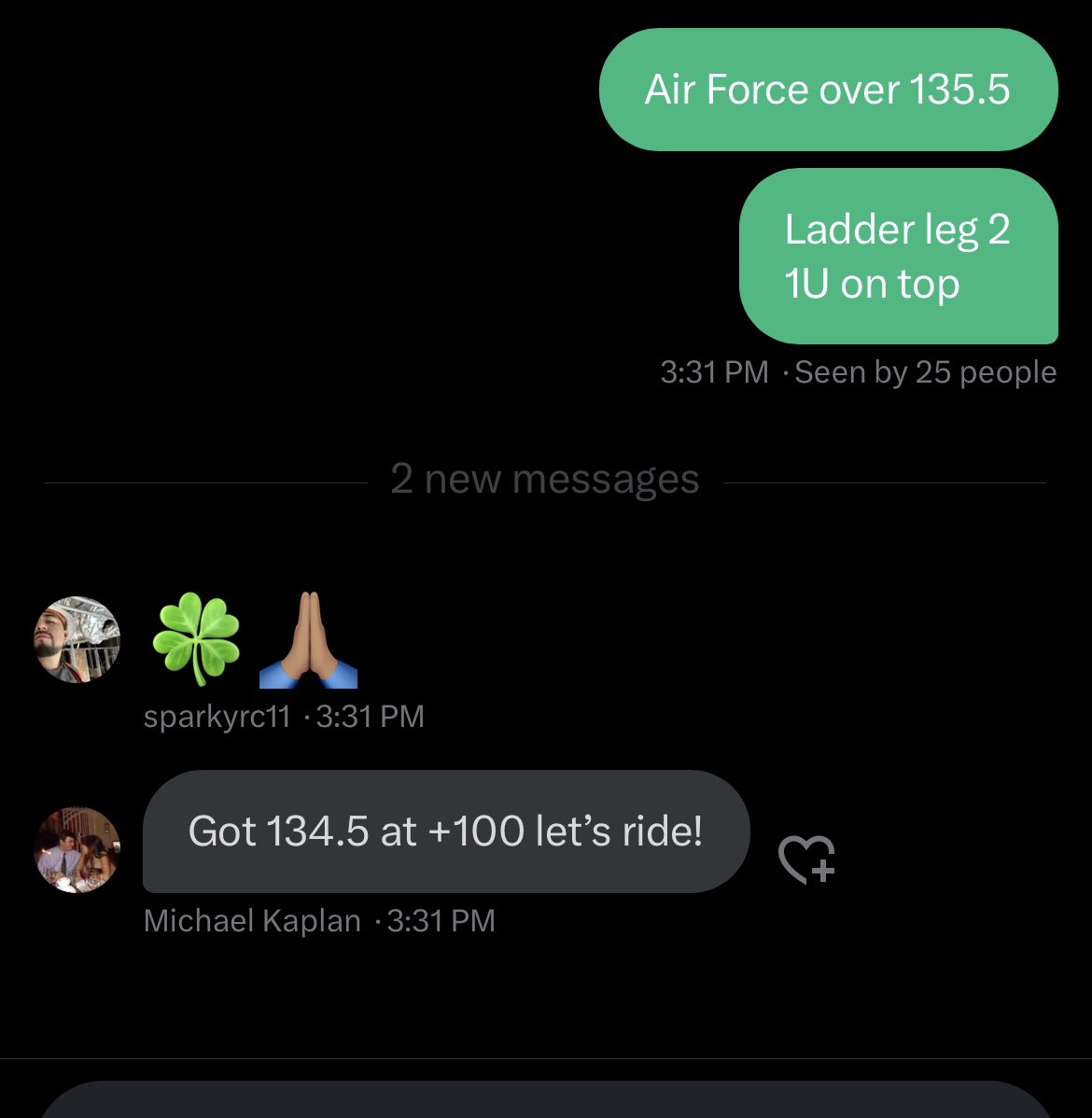 MrLiveOverUnder's tweet image. WERE RIDING Air Force over 135.5 FOR LEG 2️⃣

1✅$10➡️$19
2❓$19➡️$35