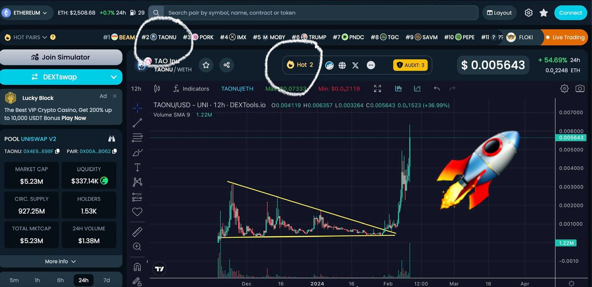 TheWizard_com's tweet photo. $tao $taonu @TAOinueth  @TAOINUmem #hot2 
#ToTheMoon 🚀🚀🚀🚀 https://t.co/jaSGy3Q1Uw