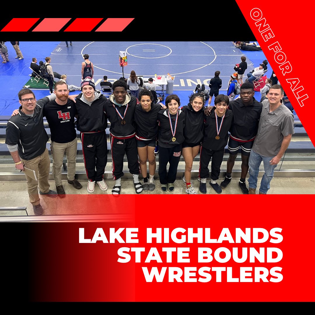 BREAKING NEWS seven Lake Highlands Wrestlers are headed to STATE!! This is a true testament to the hard work, resilience, and dedication shown by these student athletes! We are officially on the #roadtostate!!