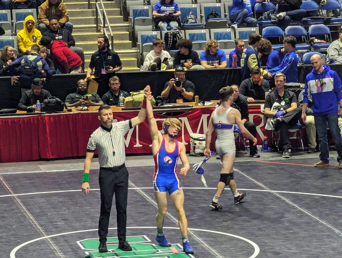 Your semi-state champion 🏆 at 126lbs Bradin Daniels with the 8-4 decision over Jay County. State Bound as a #1 seed. #UCpride #Greatdaytobeanindian <a href="/RandolphEastern/">Randolph Eastern Schools</a> <a href="/UC_Principal/">UC Principal</a> <a href="/UCWrestlers/">Union City Wrestling</a> <a href="/ucicoach/">Keith Maloy</a>