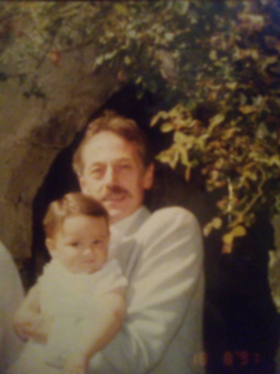 Tomorrow marks nine years since my Dad died. 
He was a very talented and a cheerful man. Formerly a Pilot in the RAF and a devoted Anglican.
He is buried with my Mum at All Saints, Godshill.
Here he is with me at my Baptism 33 years ago x