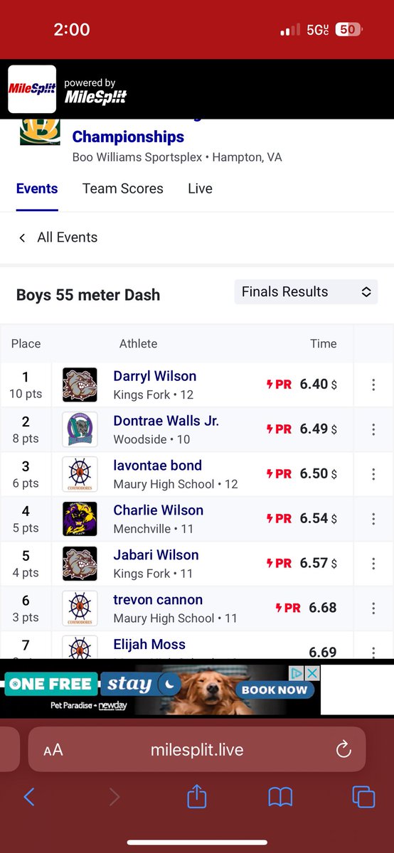 Darryl_Wilson2's tweet photo. Blessed to be the 5b Regional Champion running a time of 6.40 in the 55m dash https://t.co/Cn4elOOiCa