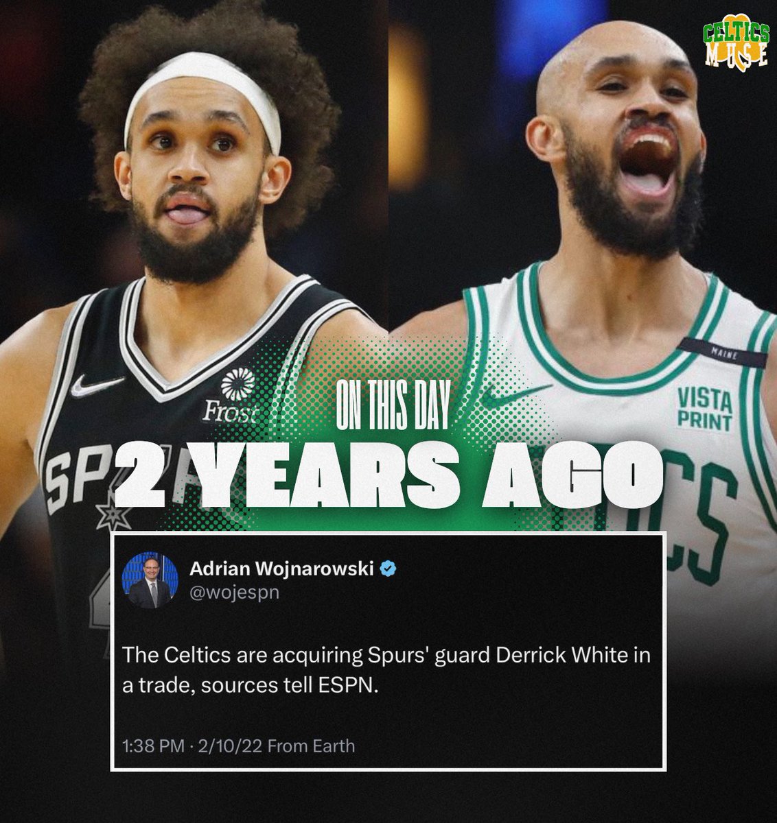 CelticsMuse's tweet photo. 2 Years Ago Today...

Brad Stevens fleeced the Spurs and acquired Derrick White. ☘️ https://t.co/wvSWYfVP9f