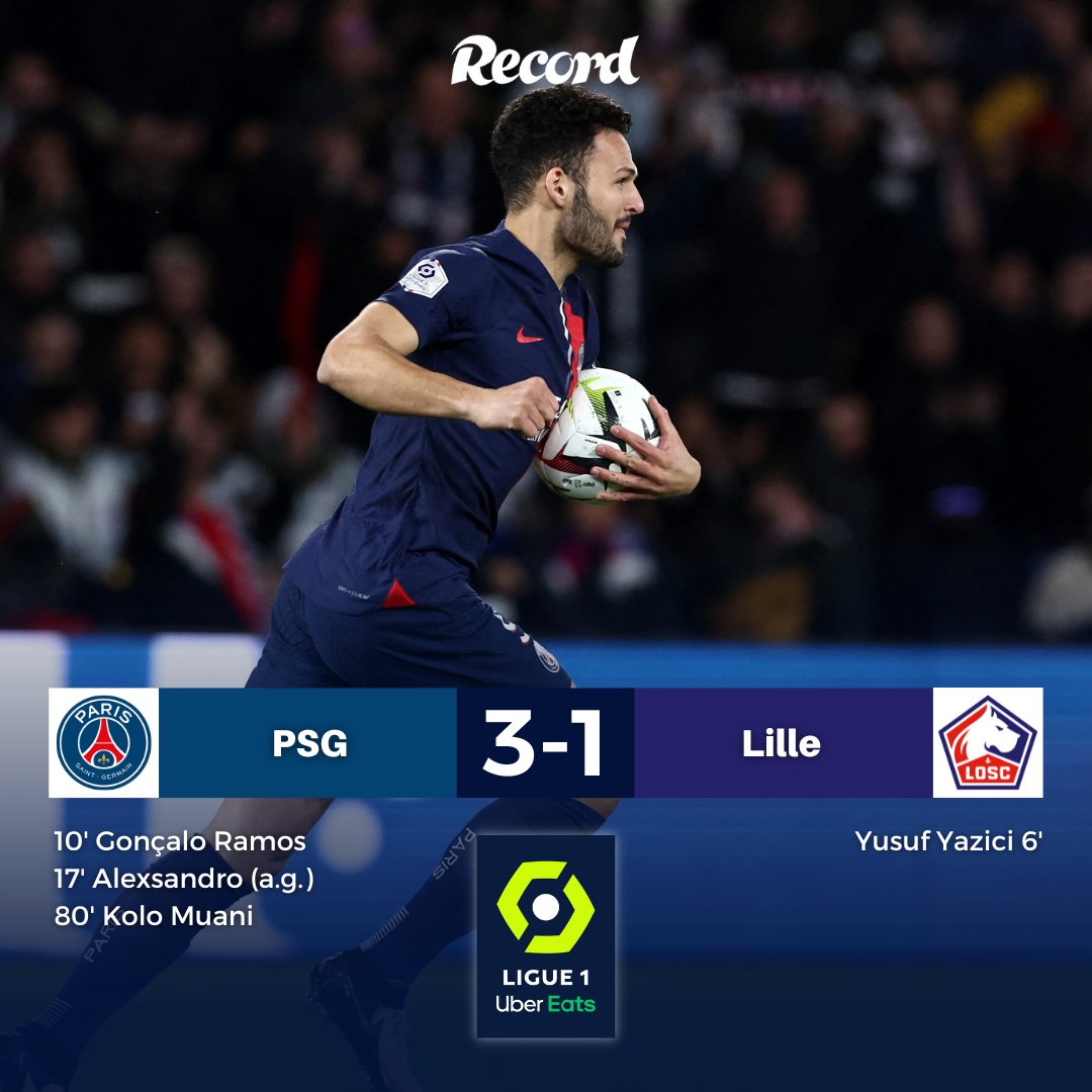 Record_Portugal's tweet image. 🇫🇷 Golo de Gonçalo Ramos na reviravolta do PSG frente ao Lille de Paulo Fonseca.

👉 Recorde aqui o filme do jogo: record.pt/jogos-em-diret…

#PSG #gonçaloramos #lille #paulofonseca