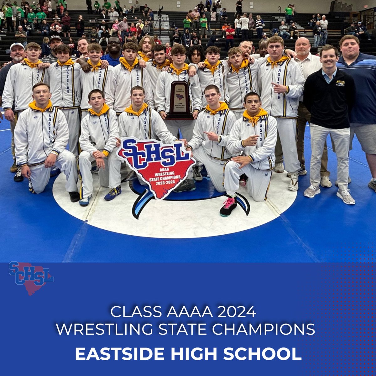 Congratulations 🎉 <a href="/EaglesofEHS/">Eastside High School</a> the <a href="/SCHSL/">SCHSL</a> Class AAAA Wrestling Champion🤼‍♂️🏆

#WeAreSCHSL
#ChampionshipSeason🏆
