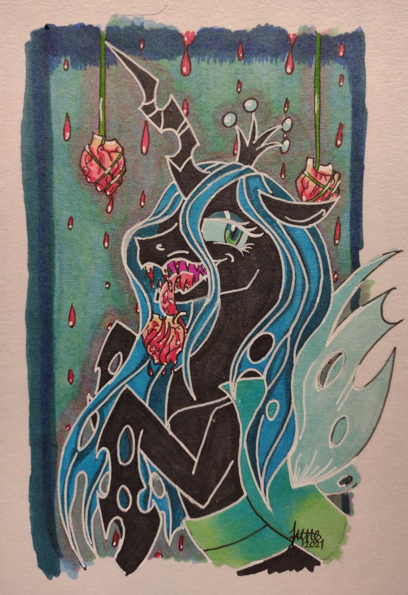 Elmers_Artstuff's tweet photo. Day 10 Villan - chrysalis❤️
A old drawing I made back in 2021, but never posted. I made it to have back on my phone case and it is still there, but never felt it was good enough to post.
She feeds on love, but i would imagine the heart itself would taste more
#Februpony https://t.co/7B67UDeHoz