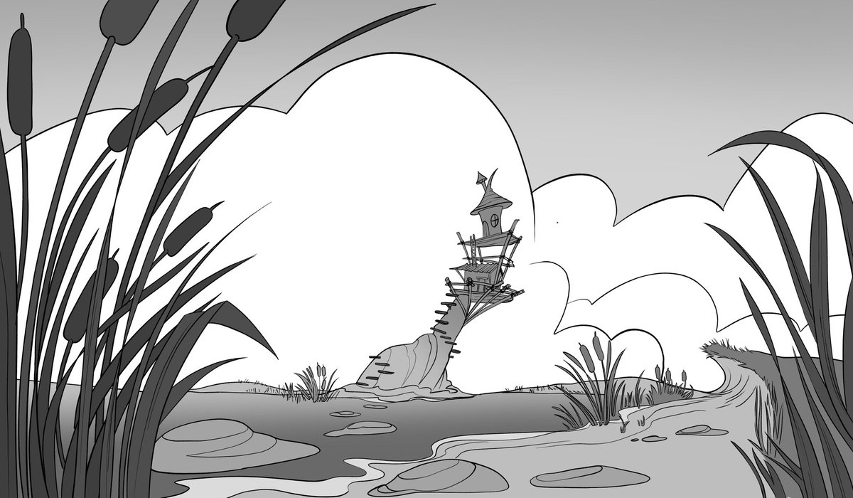 Mini witch hut on a pond