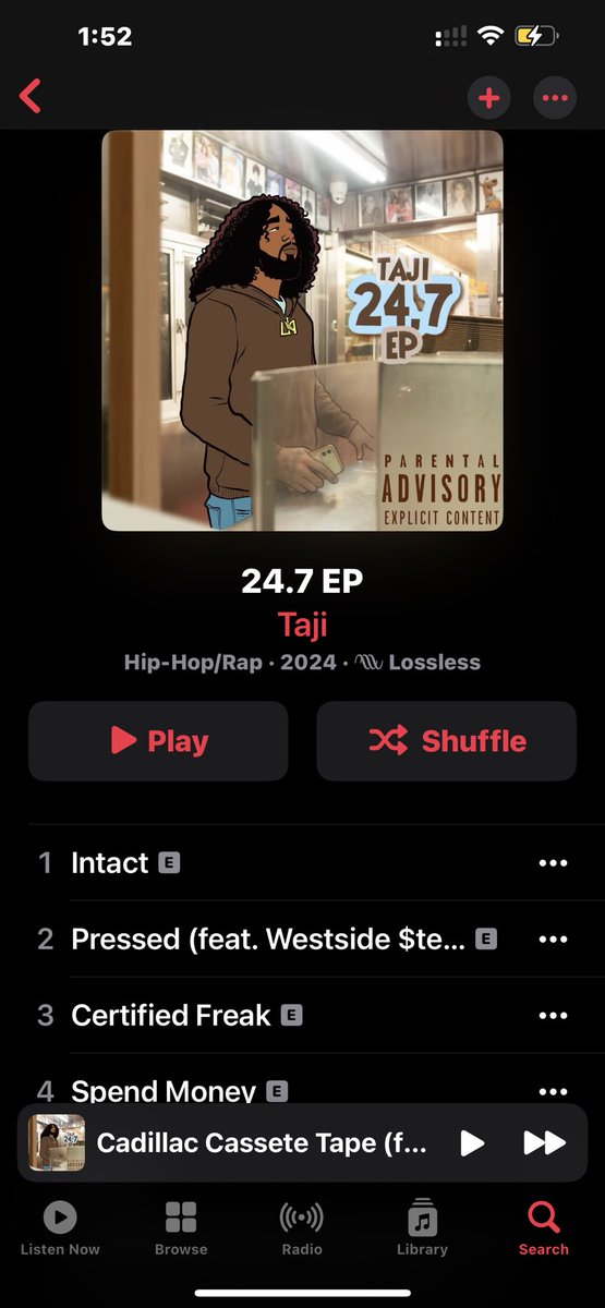 🌃 West LA’s own Taji just dropped his hotly anticipated project #247, and it’s straight fire! 🔥 Get ready to immerse yourself in the wavy sounds of the vibrant LA rap scene, with standout features from Westside $tew, @kylebankskb , and @4QMSito . 🎵 music.apple.com/us/album/24-7-…