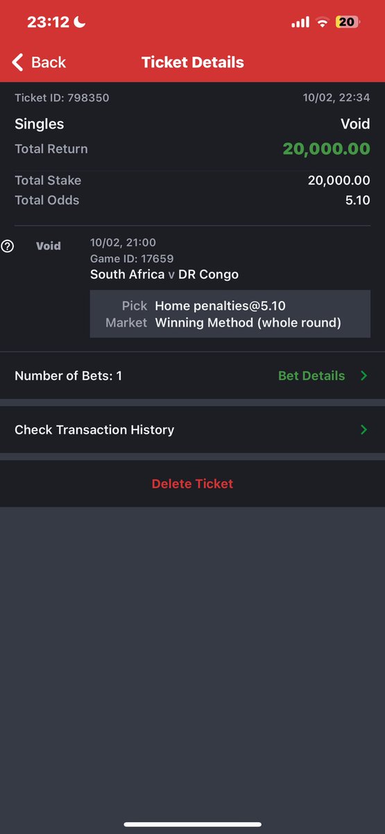 Angelluli_'s tweet photo. How can sporty call this void.. @SportyBet  my selection was winning method and I selected penalties https://t.co/FkKZFmjl5i
