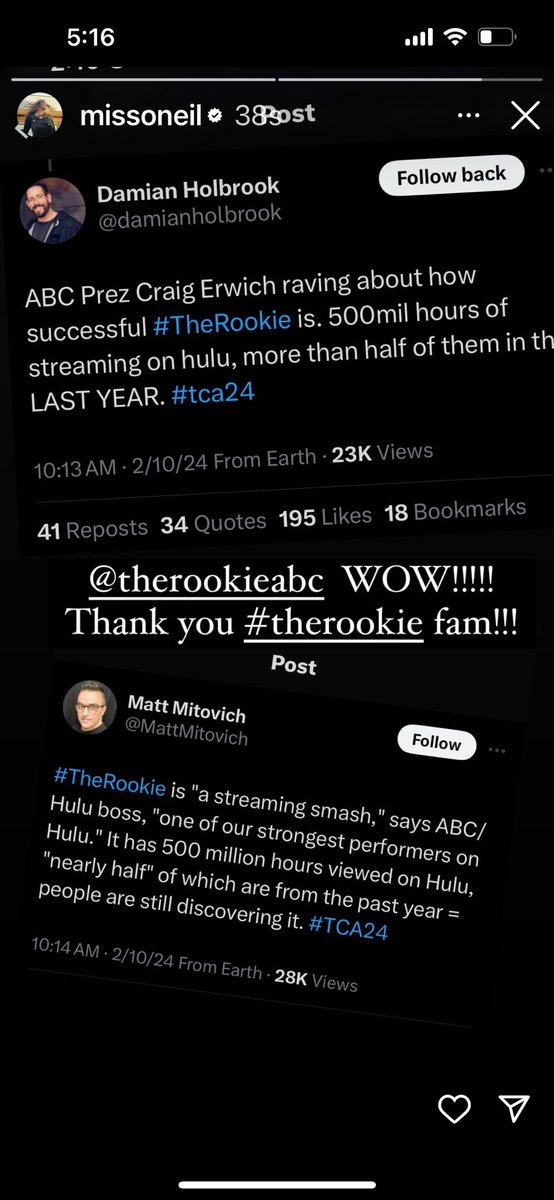 I may be 100 million of those streams! Literally only subscribed to Hulu for The Rookie🙈 #TheRookie #bestshowontv #chenford