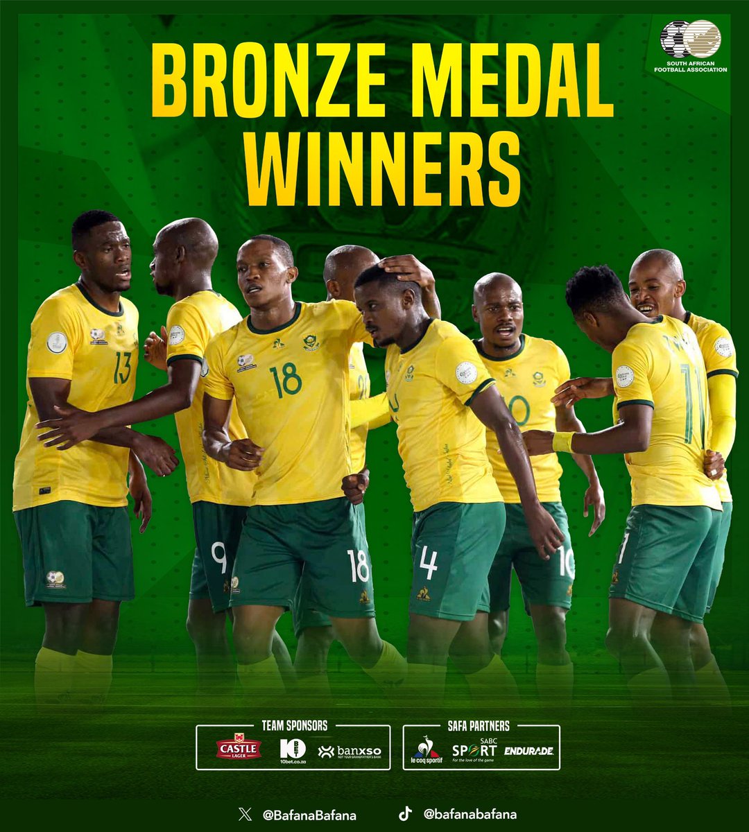 Heroes! Well done <a href="/BafanaBafana/">Bafana Bafana</a> on getting bronze at #AFCON2023 In you, we now have the building blocks for the next World Cup. <a href="/SAFA_net/">SAFA.net</a>, please don’t drop the ball. Bafana Bafana is on the rise. Thank you South Africa! 🇿🇦 #BafanaPride