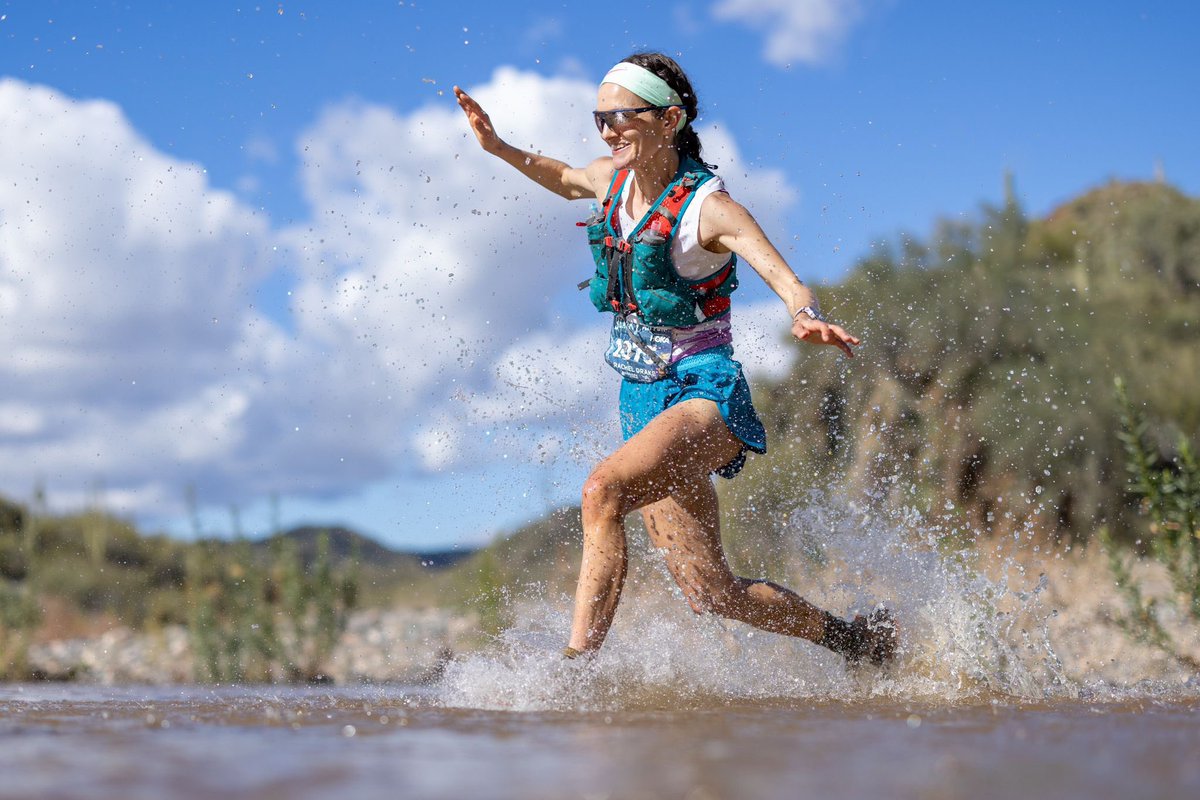 AravaipaRunning's tweet photo. Check in on the women’s side of the @blackcanyonrun 100k: 
🥇 @hjacksonracing 
🥈 Rachel Drake 
🥉 Lauren Puretz 
at the mile 38 Agua Fria River cross. 
@blackcanyonrun @worldtrailmajrs 
📸 @howiesternphoto https://t.co/UHrG0EKnZd