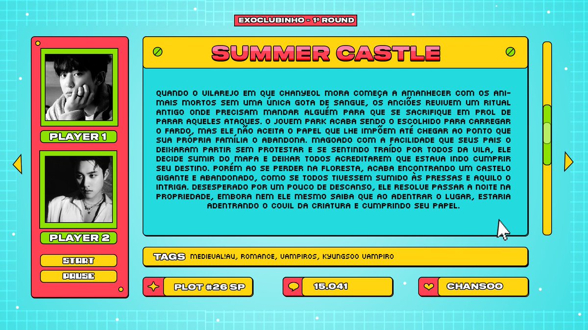 exoclubinho's tweet photo. → Summer Castle

🎮 Chanyeol/Kyungsoo
🎮 Medieval!AU, Romance, Vampiros
🎮 #26SP | 15.041 palavras
→ https://t.co/pvo7r4Y512 https://t.co/H3vbWxwLmg