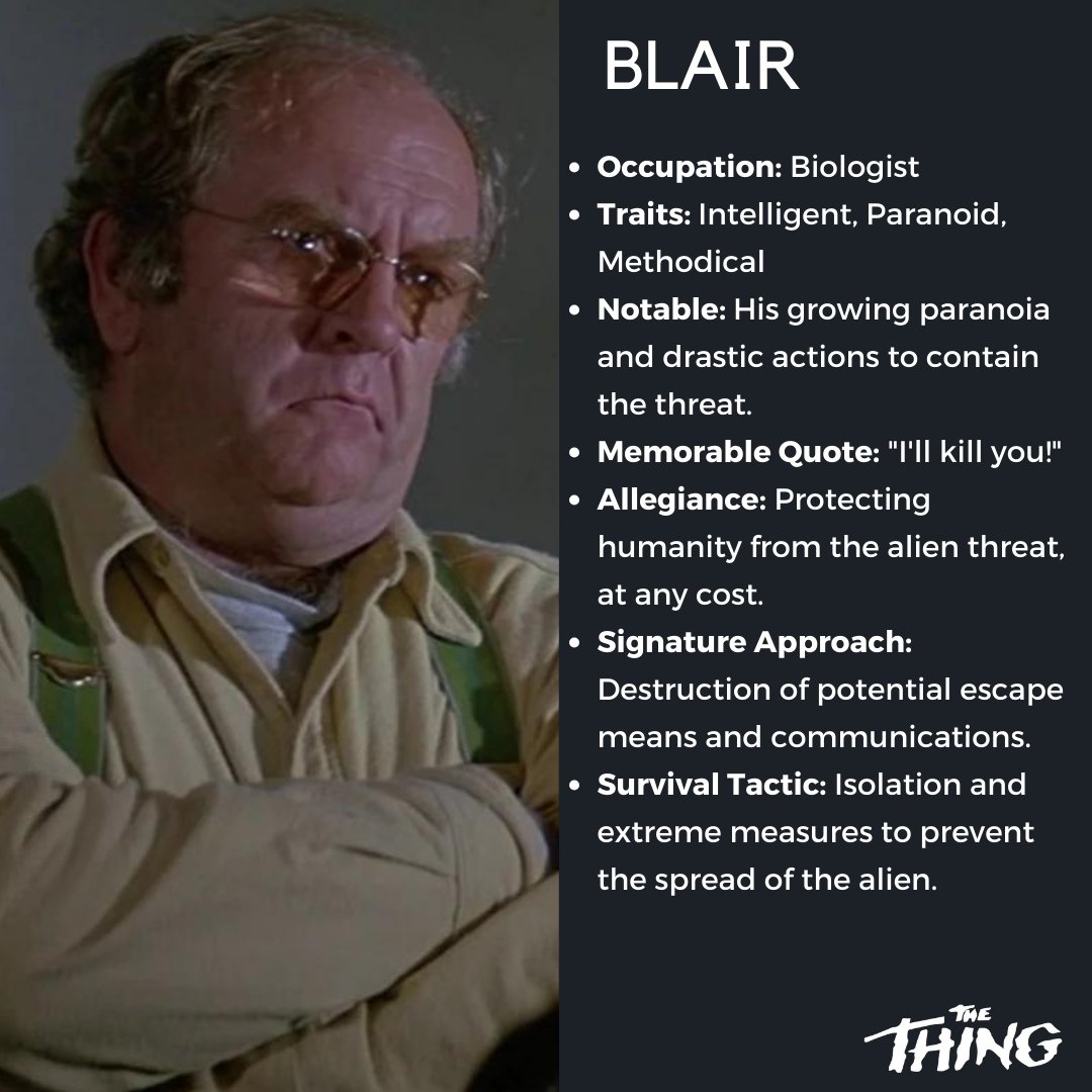 80sHorrorDoc's tweet photo. Blair in 'The Thing': Biologist with intense paranoia. Do his actions intrigue or alarm you? Share in our survey! Follow @thingexpanded

👉 [Survey] https://t.co/LlJ42uv96o

#TheThing #Blair #CharacterDeepDive 🎬🔬👀 https://t.co/wGN1IL7C4k
