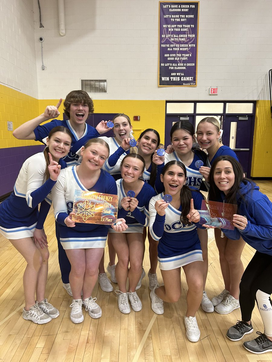 cheer_oc's tweet photo. FINALLY.. 1st place at the Frozen Frenzy! 🥇 And our cheer mom, Amy took 2nd place in the cheer off! Catch us at Prelims next Saturday at Hartford Union High School! #MovinOnUp #YesWeCan #WeNotMe #OCCForLife #GoingForTheThreepeat https://t.co/gb5vOy0aGx