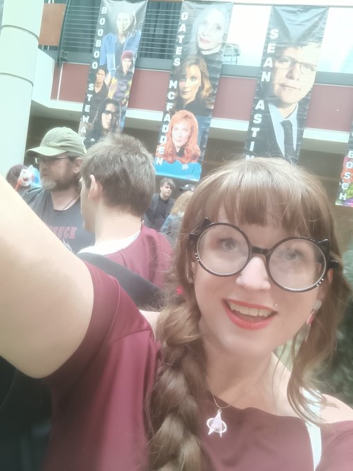 So excited to be out and about at one of my favorite places, a ComicCon. @gates_mcfadden is here 👑 and<a href="/tag/comiccon"class="tags"><span>#comiccon</span></a><a href="/tag/neversaydie"class="tags"><span>#neversaydie</span></a>