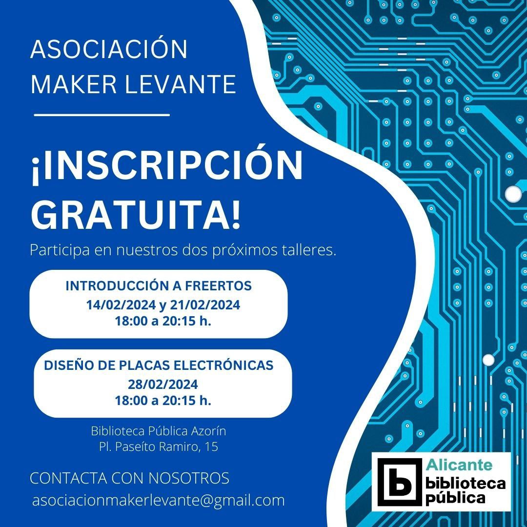 JMNElectronica's tweet photo. Próximas actividades del mes de febrero de la asociación maker levante en la biblioteca pública Azorín.

Para todo el que quiera asistir. https://t.co/EQow5IzKoj