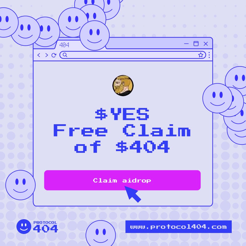 Protocol__404's tweet image. #Protocol404 said "YES" to $Yes Holders!
Join the Party in our Telegram🔥
Claim your free 404 Tokens on our website Fam!
🌐protocol404.com
There is nothing more fun than bigger Family🔥
#Solana #ERC404