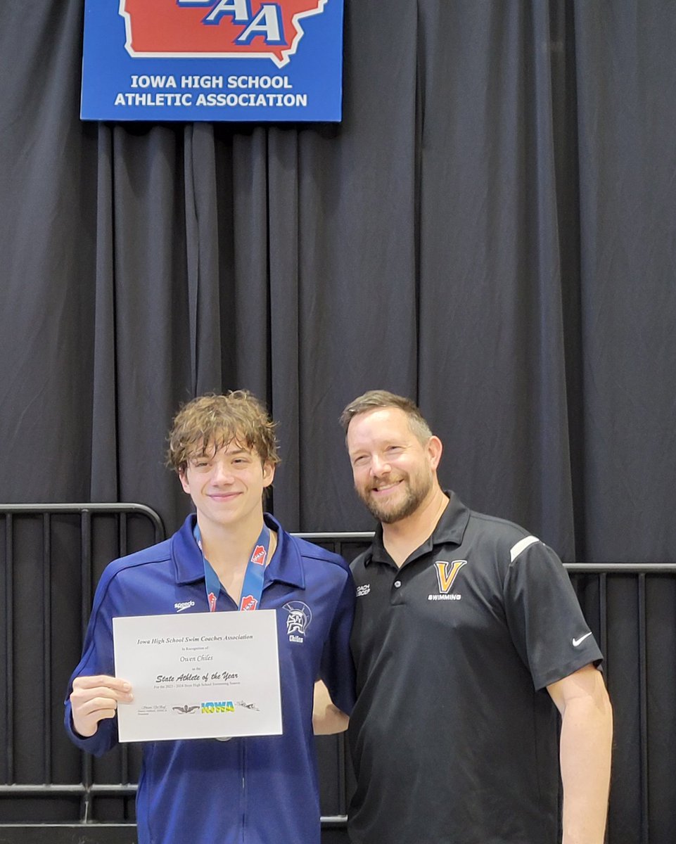 The 2023-24 Iowa STATE Swimmer of the Year.............Spartan Owen Chiles! Spartan Nation Proud #SpartanNation