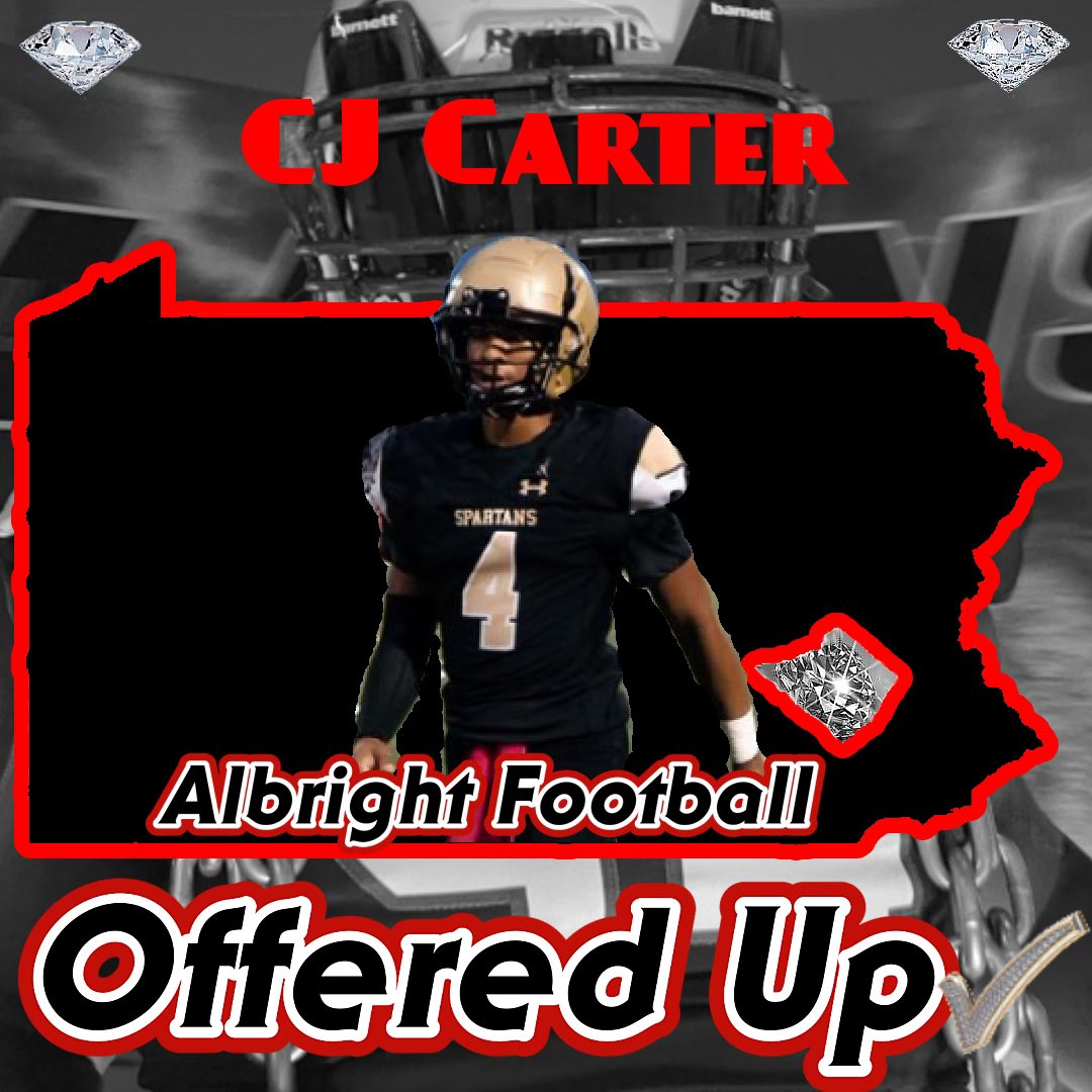 CarlCarter154's tweet photo. Blessed to receive an Official Offer to @Albright_FBall ! Thank you @CoachWeaverAC @QBCoachCollins @CoachPajic for the hospitality🦾 https://t.co/rpxbfDAM0H