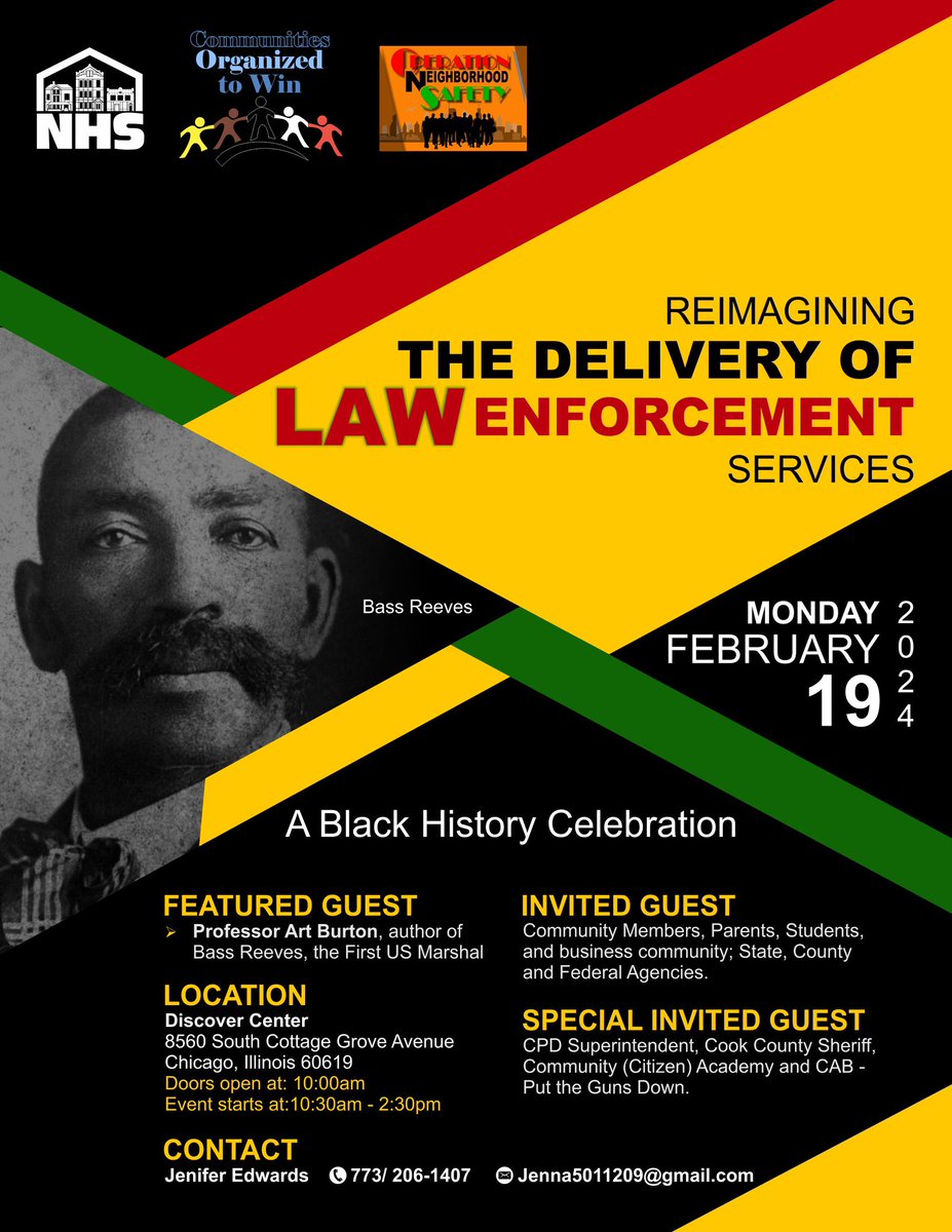 cowchicago's tweet photo. Join us for our “ Black History Month Event.  Prof. Art Burton presents about “Bass Reeves” one of our first U.S. Marshalls. https://t.co/AYKU7i9mI5