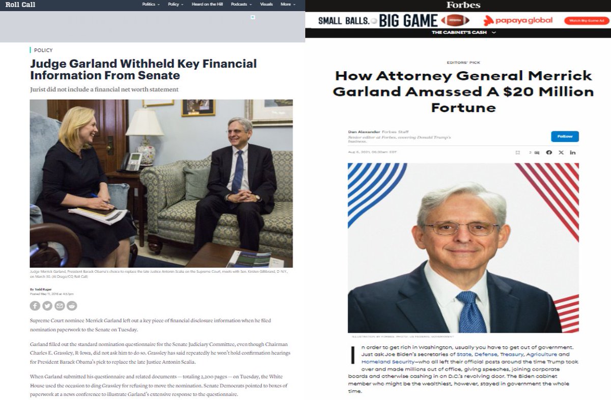 #ThisWeekatJustice We learned that AG Merrick Garland, a career civil servant, amassed a $20 Million personal fortune, while serving the people.