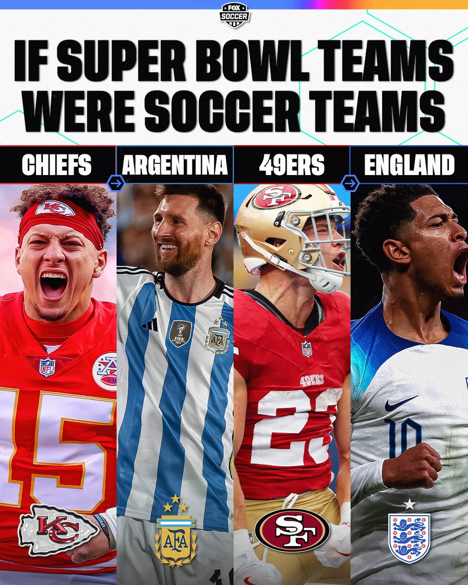 FOXSoccer's tweet photo. Super Bowl LVIII teams as international giants 🏈⚽️

@NFLonFOX | @FIFAWorldCup https://t.co/9hRio4Mnim