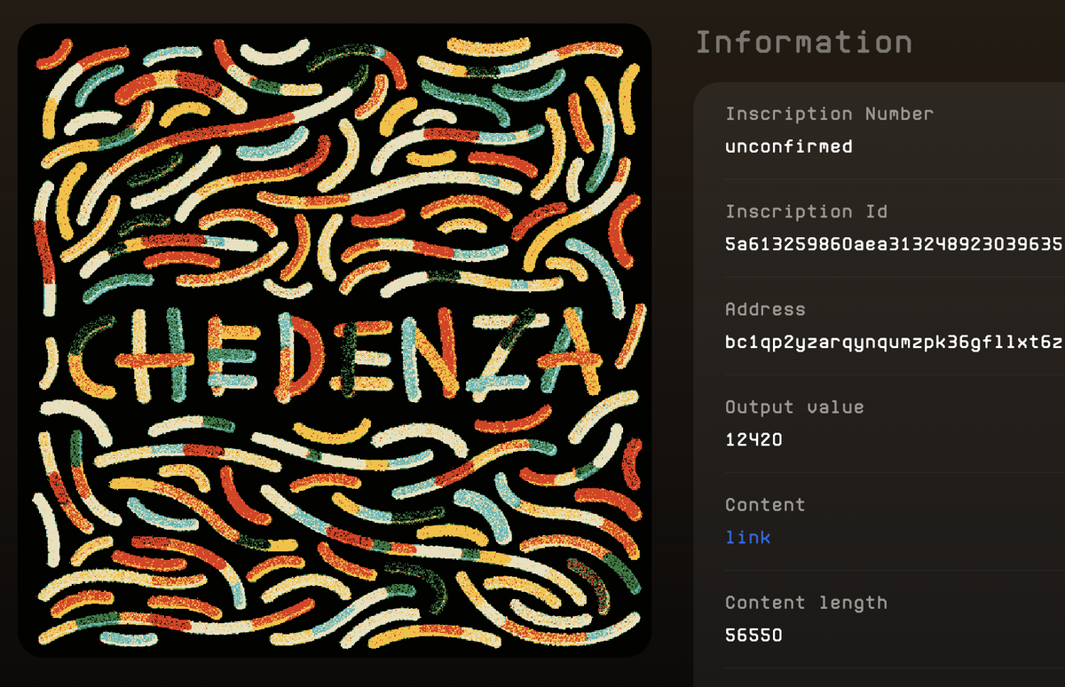 We've inscribed the first ever CHEDENZA 

Upvote if you like Cheeto art 👉ord.io/60464489

Like, comment, RT to be considered for what’s coming next.