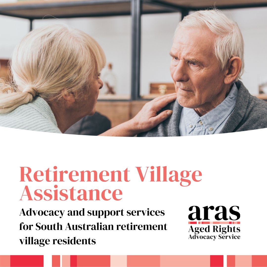 Are you living in a retirement village and need assistance to address or resolve a dispute with your village operator? Call us on 8232 5377 or head to our website to find out more about our services: sa.agedrights.asn.au/retirement-vil… #ARAS #AgedRightsAdvocacyService