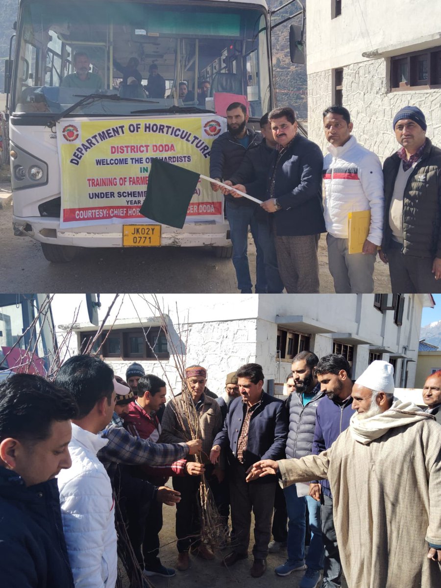 DDC Chairman flag off a farmers' training tour in Doda.This initiative by the horticulture deptt.aims to enhance agri.practices & empower farmers with valuable skills.#ViksitBharatSankalpYatra #ProgressingJK #NashaMuktJK #VeeronKiBhoomi