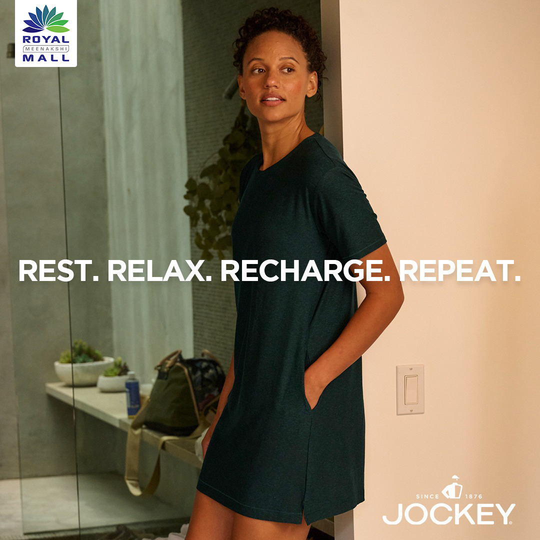 Experience ultimate comfort and style with Jockey at Royal Meenakshi Mall. Explore a wide range of premium innerwear, activewear, and loungewear that complements your lifestyle.  Elevate your wardrobe with comfort and confidence at Jockey. 👕🩲 #JockeyFashion #ComfortInStyle