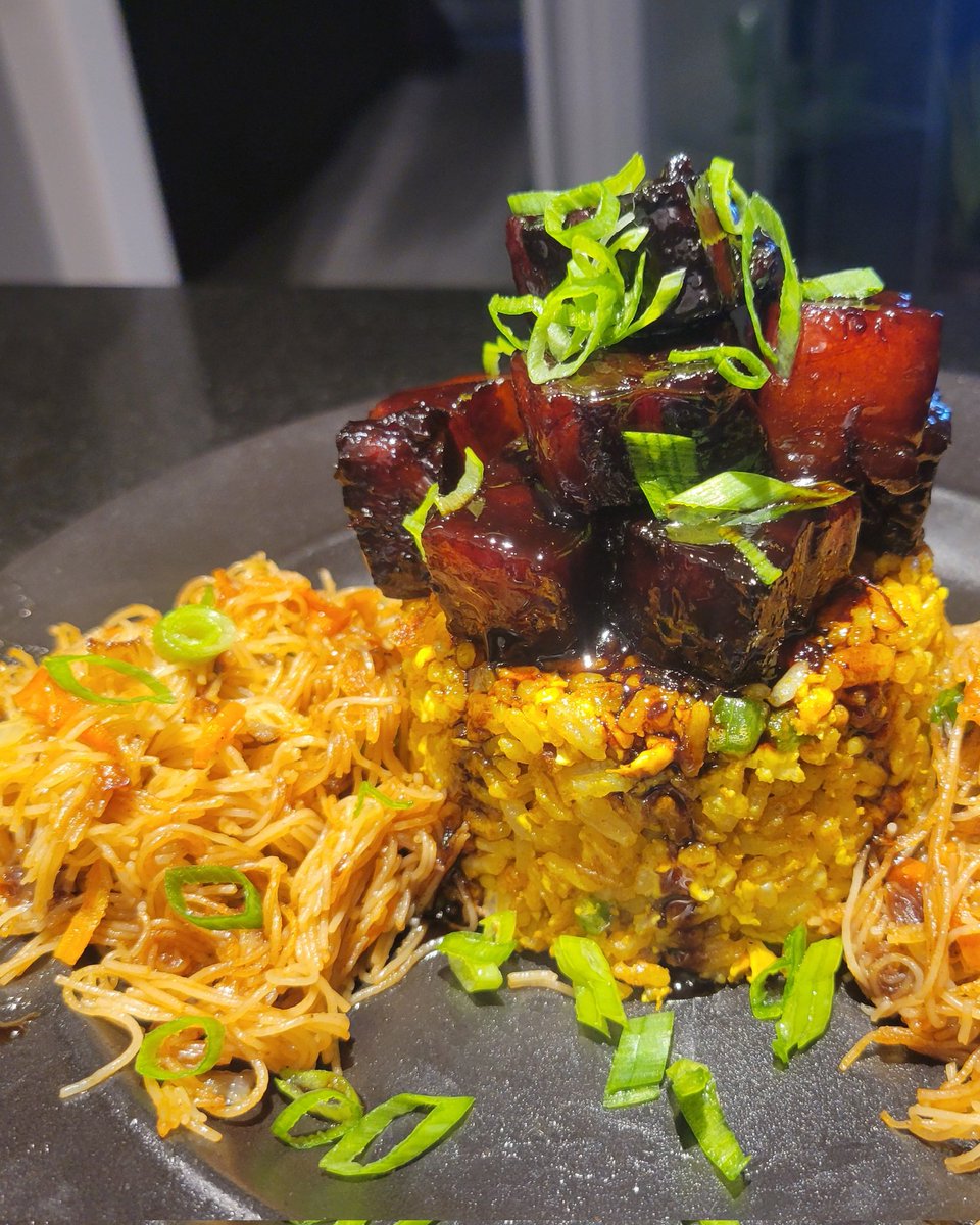 Wanted to try making something new so I went with pork belly adobo, pancit, and Java rice...turned out luvly. And thats dinner. #yyc #foodie #dinner