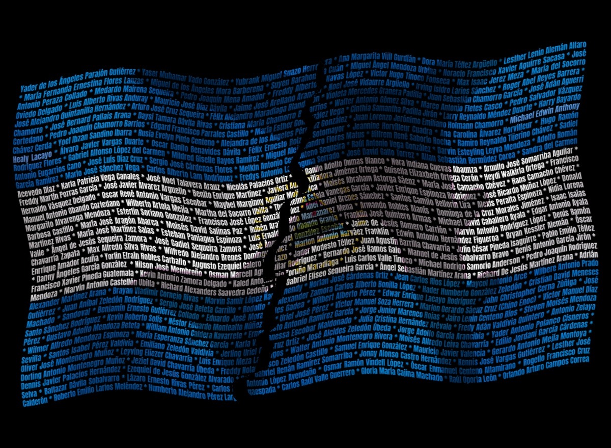nicahokie's tweet photo. Esta bandera está compuesta por los nombres de los 222 ex-rehenes politicos Nicaragüenses desterrados https://t.co/aLAxkeax8o