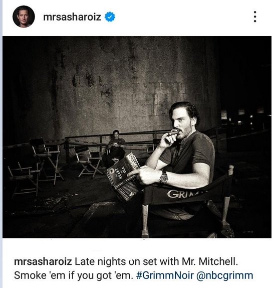 PiliTF's tweet photo. Memories 
On the set of #Grimm 
1)via madelinebrewer📸- #SashaRoiz &amp; #SilasWeirMitchell. The artist at work #Grimm #its2am #NightShot🎥
2)via #SashaRoiz 📸Late nights on set with Mr. Mitchell  
3)pic edited 
September 2015.
(Filming Grimm "Wesen Natch" https://t.co/zqDPc4VOJw