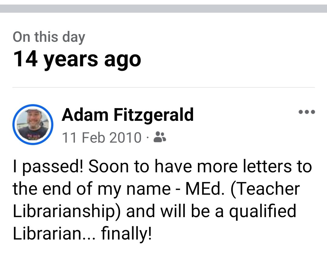 Wow! 14 years since I completed my MEd (Teacher Librarianship) course 'at' @CharlesSturtUni
... back when online/remote wasn't what it is today. A 2 year 'part time' course, took me 6! #studentsneedschoollibraries and qualified Teacher Librarians. 🧑‍🎓💻📚📜