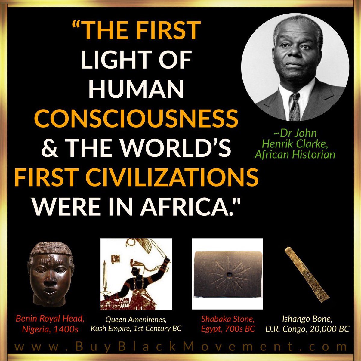 🌟So true! We can go from modern times back to ancient, & show that Black civilization has always been here. Thanks to Black historians, we can definitively say that civilization began in Africa. ❤️🖤💚Buy Black first at BuyBlackMovement.com #blackhistorymatters #africa