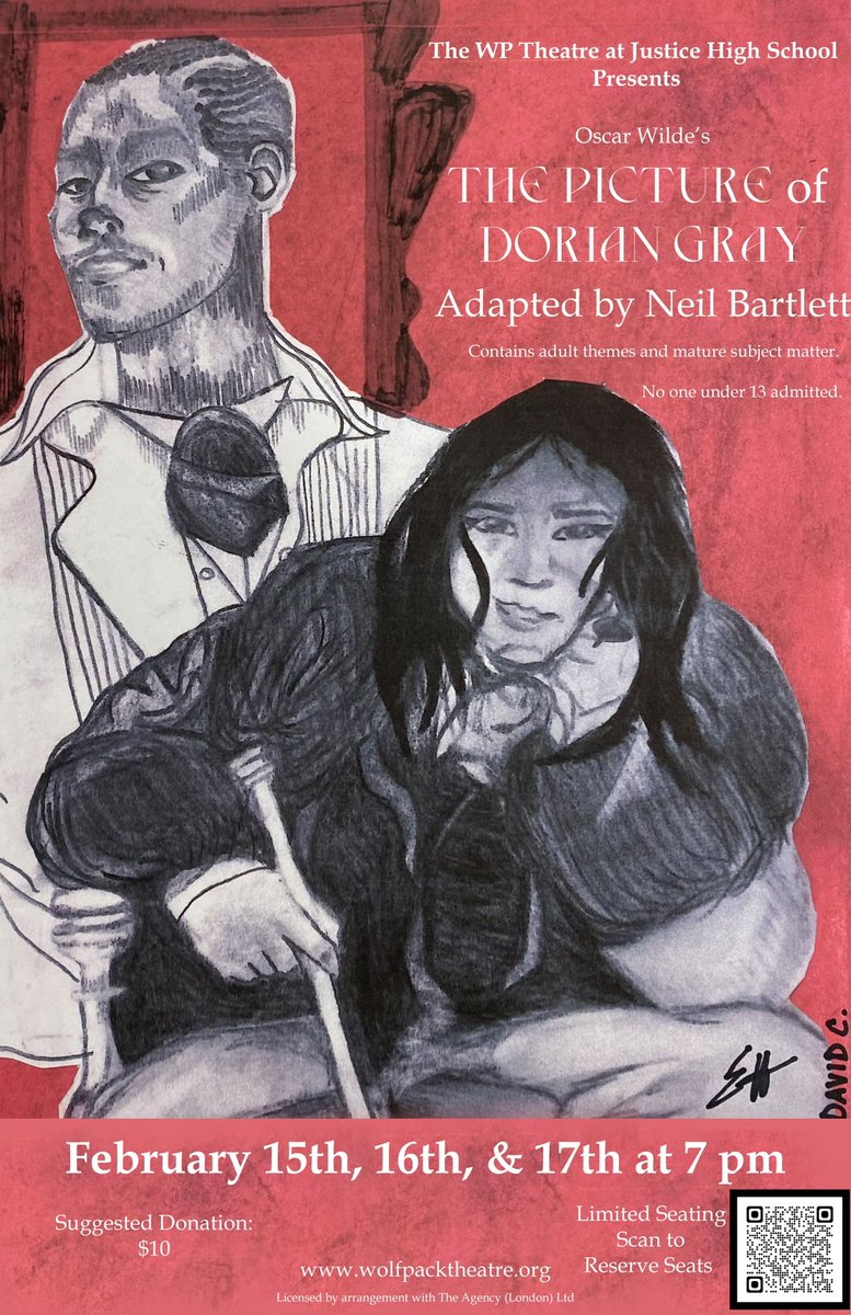 The WP at Justice High School presents The Picture of Dorian Gray 🎭 reserve your seats  at wolfpacktheatre.org 🎟️