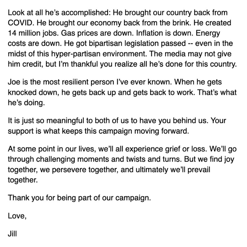 NEW from @DrBiden: 'I don’t know what this Special Counsel was trying to achieve. We should give everyone grace, and I can’t imagine someone would try to use our son’s death to score political points.'