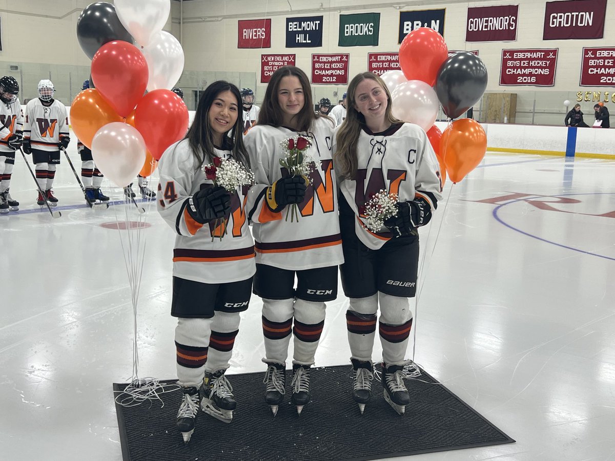 WestonAthletic's tweet photo. WarCats with the 4-2 win over Concord Carlisle on Senior Night. Congratulations to Weston Girls Hockey Seniors Molly, Coco &amp; Chloe. Thank you for 4 great years. https://t.co/uROV2VkgI2